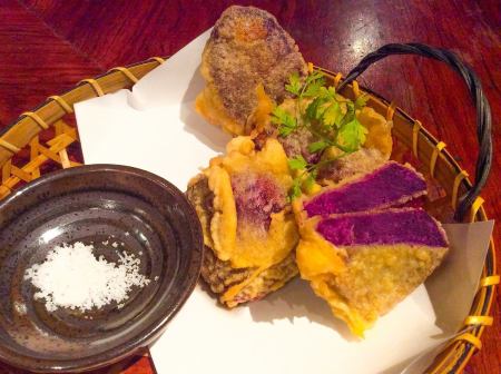 Red sweet potato tempura