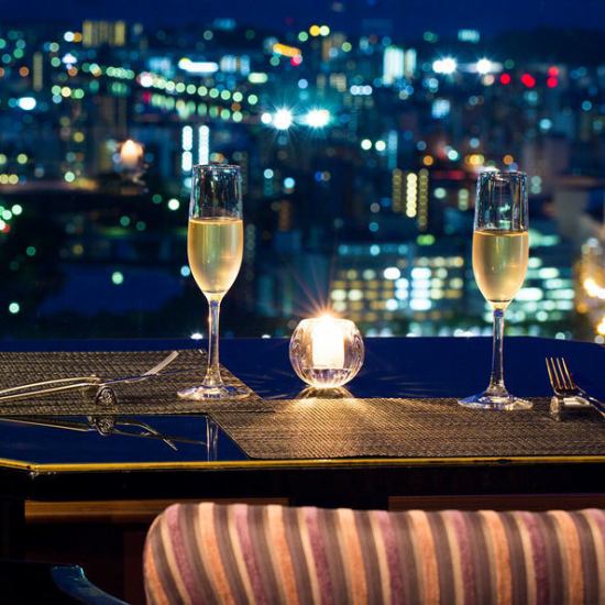 Sky dining overlooking the spectacular view from the top floor of the hotel.Also recommended for anniversaries.