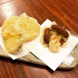 炭烤红薯（Beni Haruka）和海藻香菇（八丈岛）天妇罗
