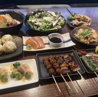 【2H飲放付】全9品4,000円!宴会にピッタリ!自慢の炭火焼鳥5種盛り付