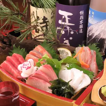 【ごっつぁんコース】お造り5種や天ぷら盛り合わせ等【全10品】90分飲み放題付6000円(税込)