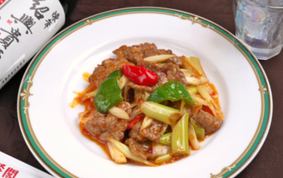 White onion and beef in garlic sauce