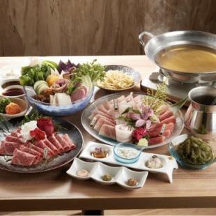 極上和豚100%金武アグーと超一級ブランド「山城牛」の食べ比べしゃぶしゃぶコース