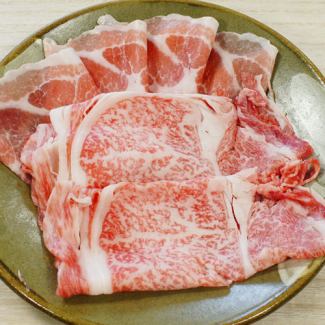 《しゃぶしゃぶ》ミックス定食（Ａ５佐賀牛特選ロース+国産豚肩ロース）