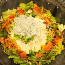 Tofu and small sardine salad