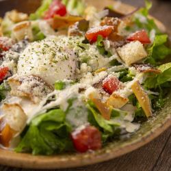 Caesar salad with soft-boiled egg