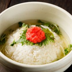 Finished with Chazuke (Chicken Dashi) (Choose from Takana, Mentaiko, or Plum)