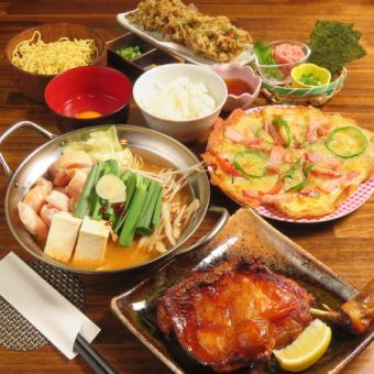 【人気No.1】選べるピザ付！ボリューム満点「一豆」満喫プラン（全6品）