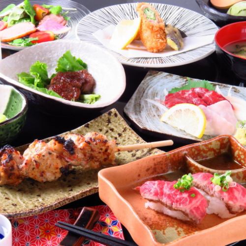 Meatmaking course [Beef steak, horse sashimi, duck, etc. all 8 dishes] + 120 minutes all-you-can-drink ⇒ 5000 yen