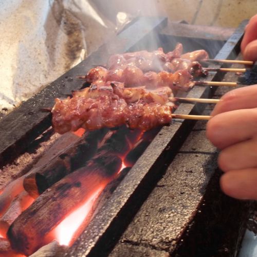 Yakitori carefully grilled over charcoal!