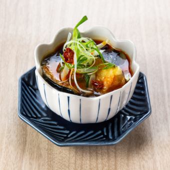 茄子の揚げたしラー油