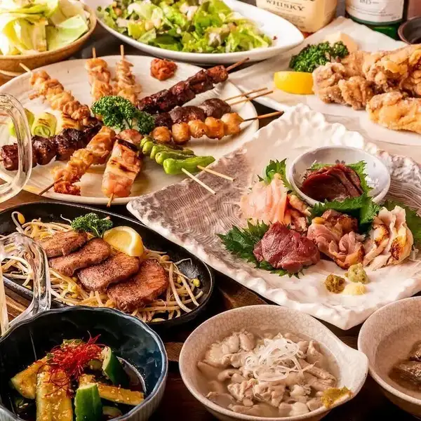 ご宴会に『招福コース』大山鶏の炭火焼きや牛タンつくね含9品 3時間飲み放題付 5980円⇒4980円