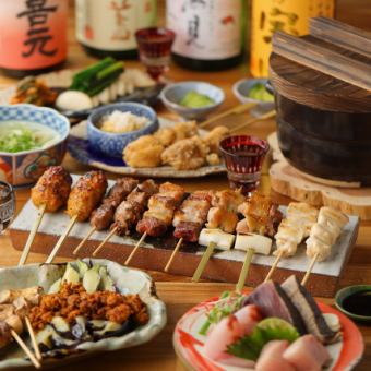 【性价比最高◎附无限畅饮】刺身、烤鸡肉串、煲仔饭、甜点等11道菜★5,500日元（含税）