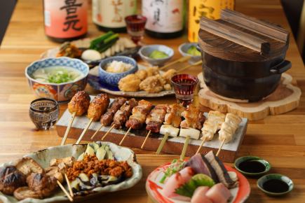 【性价比最高◎附无限畅饮】刺身、烤鸡肉串、煲仔饭、甜点等11道菜★5,500日元(含税)
