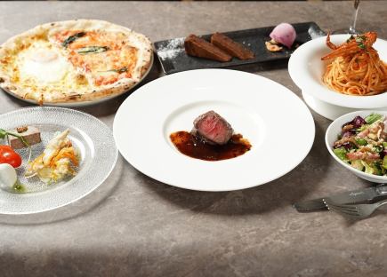 【土日祝日】パスタ・ピッツァに加えメイン、魚＆肉料理がついた「俺のイタリアン」Miranoコース