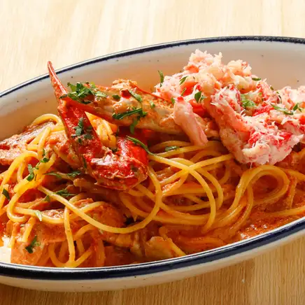 蟹たっぷりトマトソースパスタ