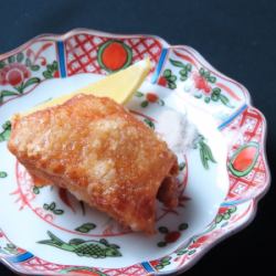 Deep fried Awaodori chicken wings