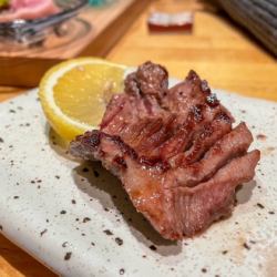 Thickly sliced Japanese black beef tongue