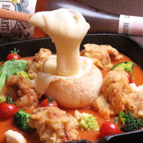 Shrimp and mushroom ajillo & pane chicken course