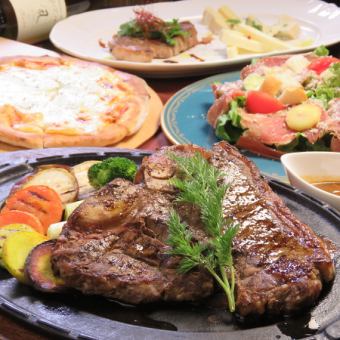 A must-see for meat and cheese lovers!! Thick-sliced steak and paneled chicken course for 5,000 yen (all 10 dishes) *2 hours of all-you-can-drink included