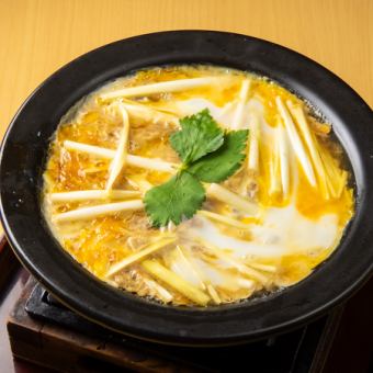 黄ニラの玉子とじ~蕎麦つゆ仕立て