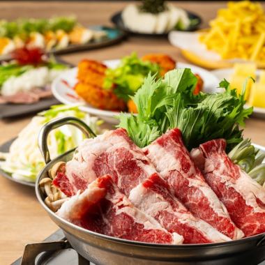 사치 기분 ● 화제!깊은 맛과 고기의 맛을 만끽・2h 마시는 방부 ◆소나베 스키야키풍 코스 4999엔⇒