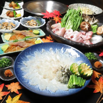 【年末派對套餐/僅限餐點】年末派對河豚火鍋套餐 7,800日元（含稅）*另加2,200日元（含稅）可享2小時暢飲