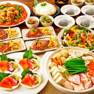 [Very satisfying course] 8 dishes including 3 kinds of sashimi, fried chicken, beef steak, chanko nabe, etc. + all-you-can-drink 4,500 yen