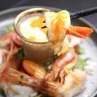 生海老の冷燻、リンゴのスモークサラダ