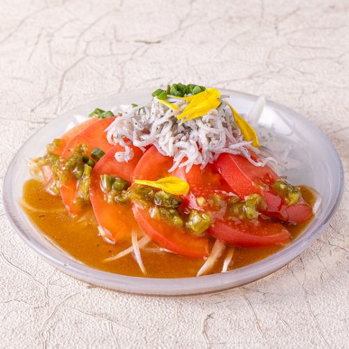 しらすのせ冷やしトマトわさび香味だれ