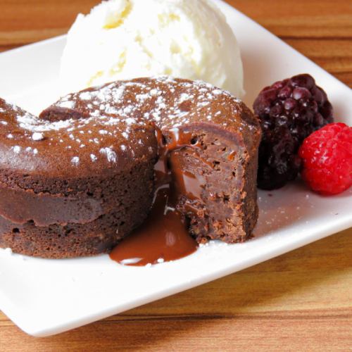Chocolate fondant with vanilla ice cream