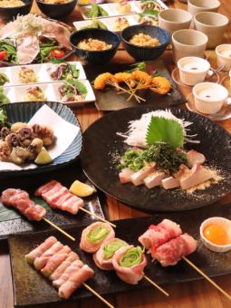 A luxurious course of Sanuki's specialty skewers! Carefully selected dishes! 120 minutes of all-you-can-drink included