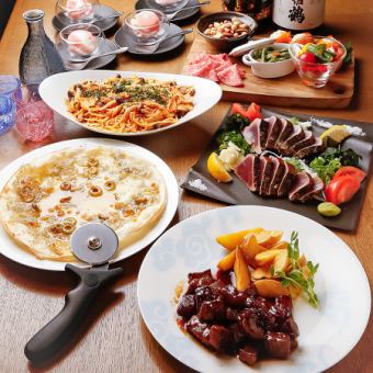 主菜单可供选择◆休闲黑毛和牛套餐+土佐产2小时无限畅饮◆共6道菜6,000日元（含税）
