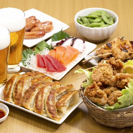 （ロ）【3時間飲み放題付】餃子20種+当店名物！焼き鳥食べ放題コース【3680円】