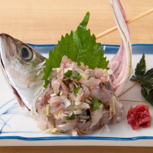 Horse mackerel with plum and shiso