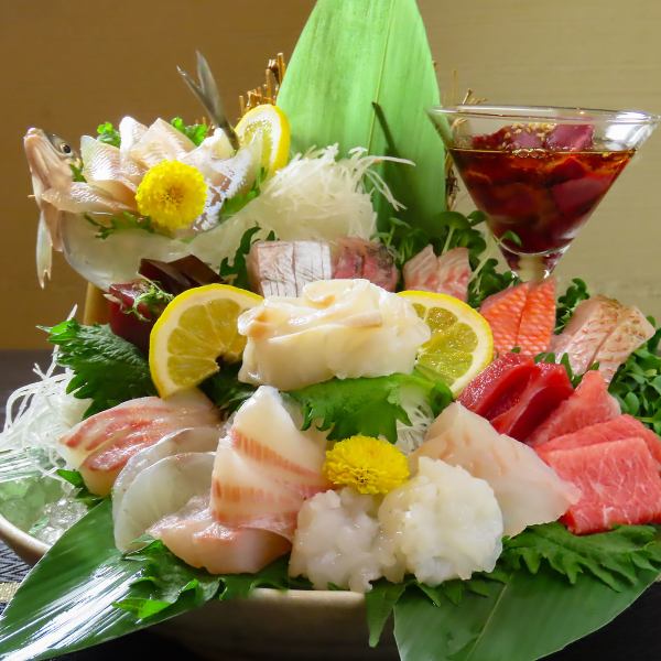 【ひとよし一番人気のコース】前菜3種、刺盛り合わせ、焼魚or煮魚や鍋など◎　※内容は、お問合せ下さい