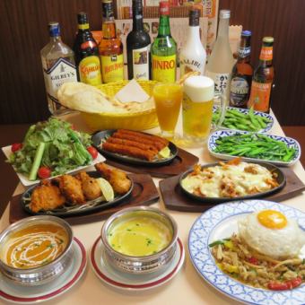 <B Course [140 minutes] 3,480 yen>> We recommend the tandoori chicken!! Includes all-you-can-eat naan and all-you-can-drink!!