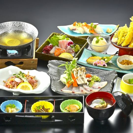 冬宴会【会席】ぶりしゃぶに中トロ刺身、ふぐ西京焼きや天ぷら、創作寿司等《120分飲み放題付》