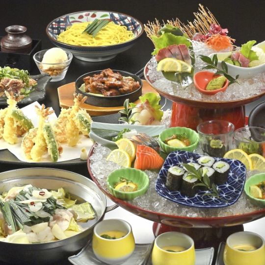 春宴会【十徳特選！もつ鍋コース】もつ鍋や親鶏たたき、豪快刺身や天ぷら等《150分飲み放題付》