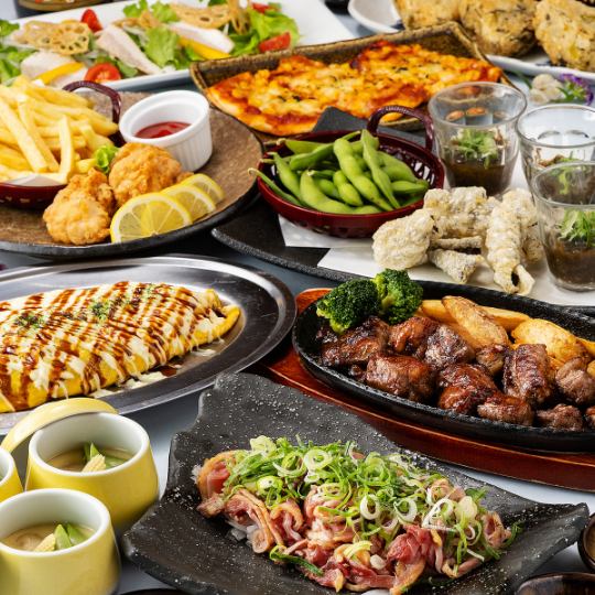 夏宴会【バラエティ】中落ちカルビステーキや親鶏たたき、名物オムソバ等《120分飲み放題付》