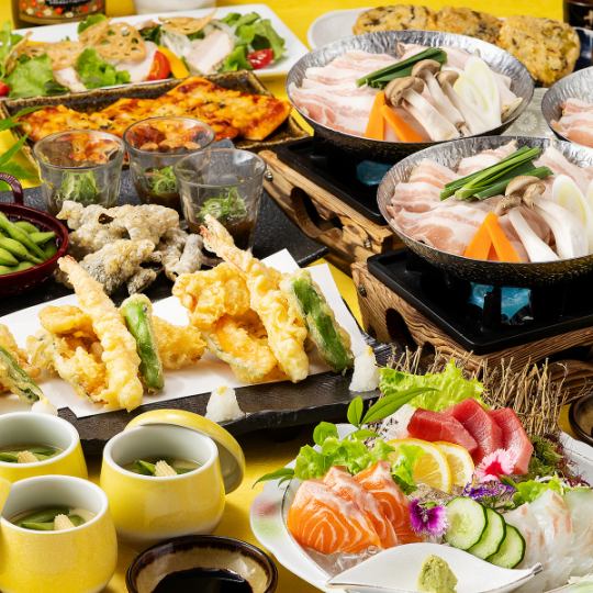 夏宴会【旬のコース】豚バラチゲ小鍋や刺身、トントロサラダや天ぷら等《120分飲み放題付》