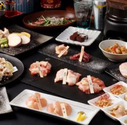 【烤鸡套餐】包含7种精选烤鸡在内的10道菜，3小时畅饮生啤【5000日元→4000日元（含税）】