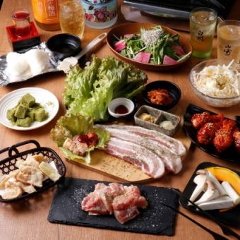 【五花肉套餐】享用五花肉，3 小时畅饮【共 9 道菜 4,480 → 3,480 日元（含税）】