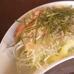 Japanese-style salad of small sardines and radish