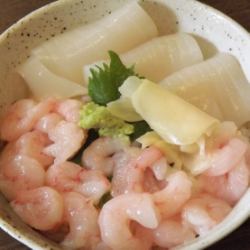 Squid and sweet shrimp rice bowl