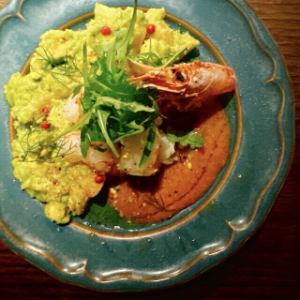 Red shrimp, avocado and unshu mandarin tartare