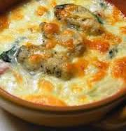 Oyster and spinach gratin