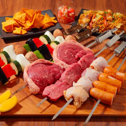 【持ち込みOK！片付け不要】ライト・シュラスコBBQセット3000円