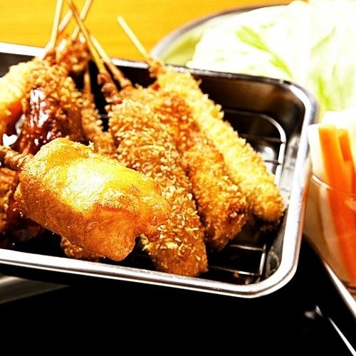 Shiden's kushikatsu is delicious and cheap! All-you-can-eat and drink is also available!