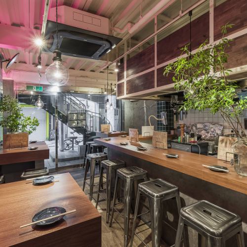 The interior of the store has a warm wooden feel